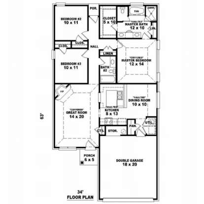 Floorplan 1 for House Plan #053-00383