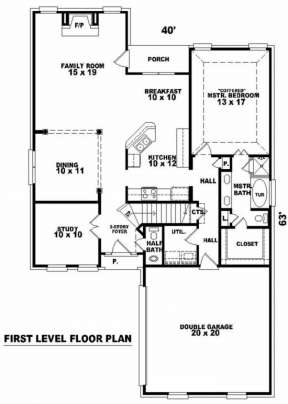 Floorplan 1 for House Plan #053-00384