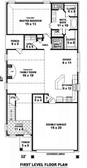 Floorplan 1 for House Plan #053-00386