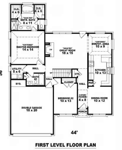 Floorplan 1 for House Plan #053-00387