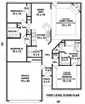 Floorplan 1 for House Plan #053-00389