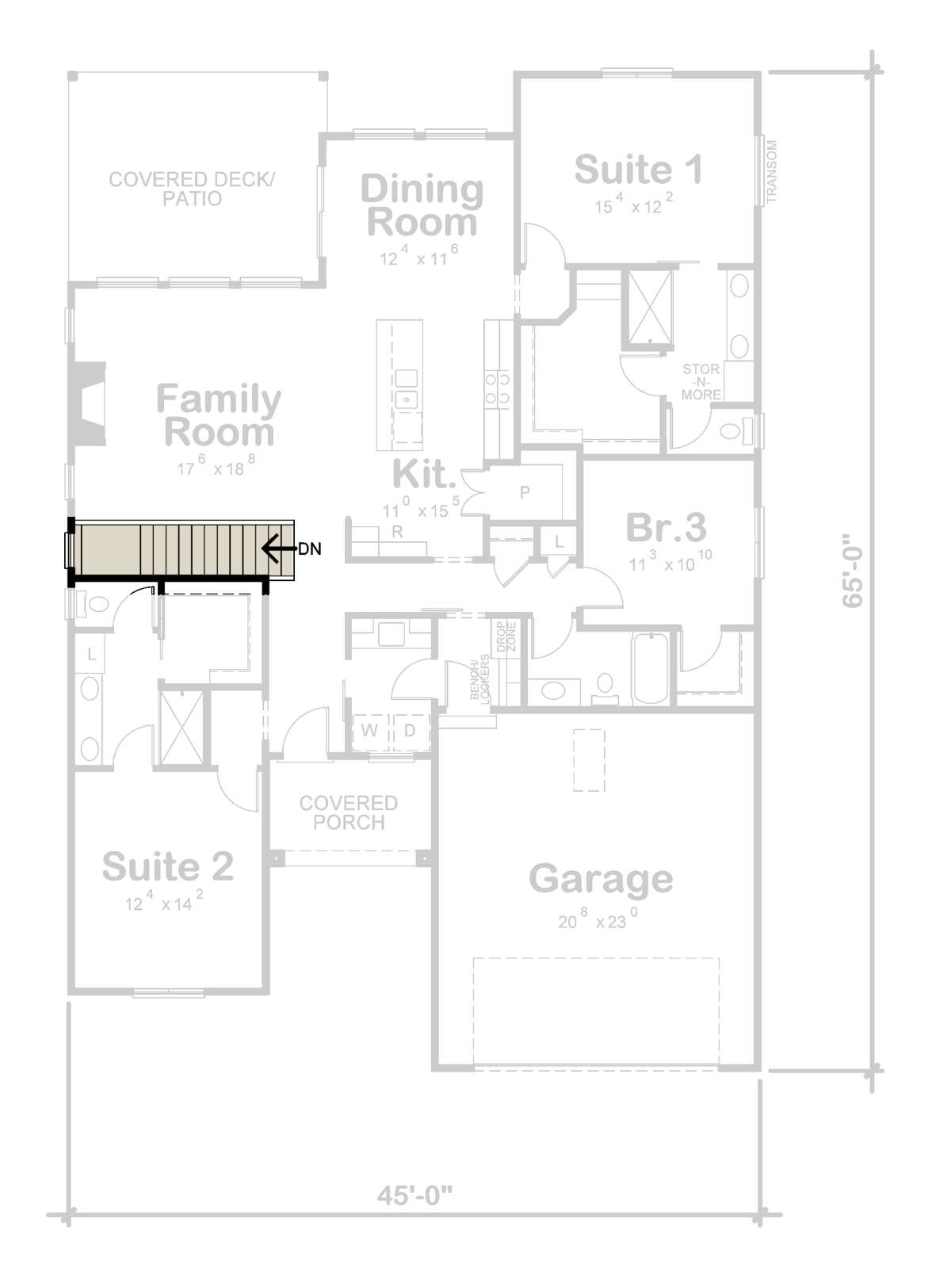 Main Floor w/ Basement Stair Location for House Plan #402-01739