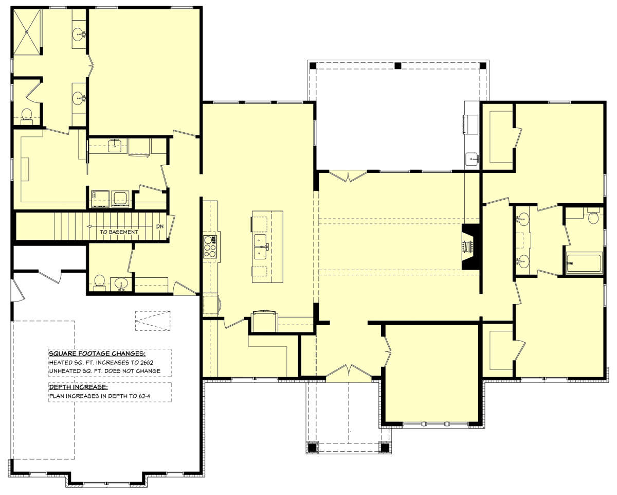 Main Floor w/ Basement Stair Location for House Plan #041-00275