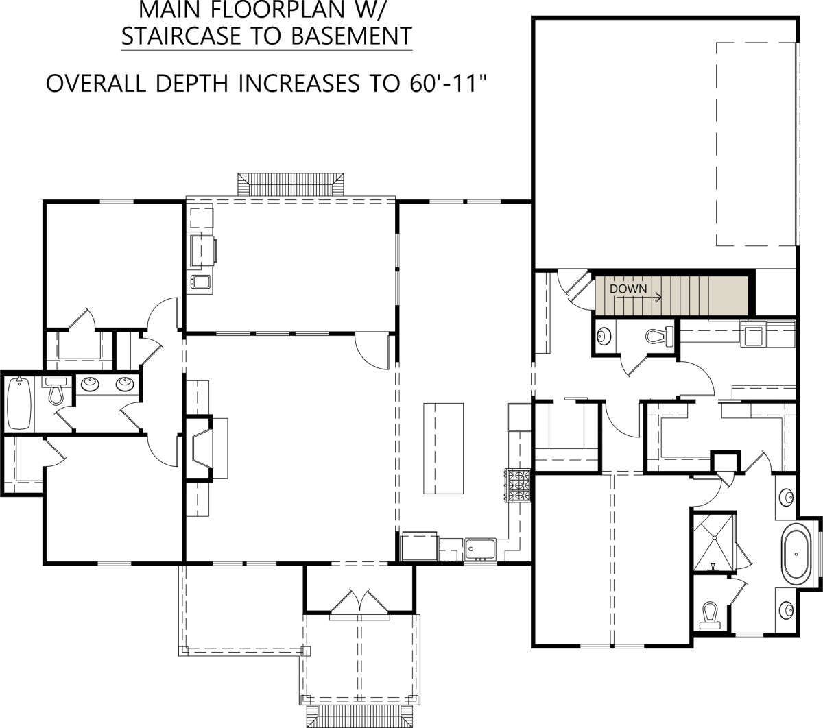 Main Floor w/ Basement Stair Location for House Plan #4534-00075