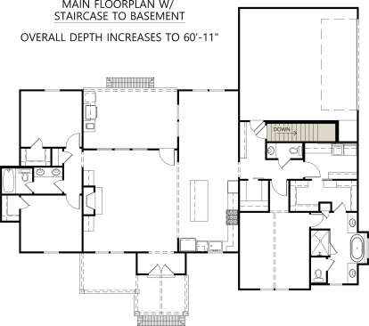 Main Floor w/ Basement Stair Location for House Plan #4534-00075