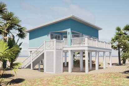 Coastal House Plan #028-00168 Elevation Photo