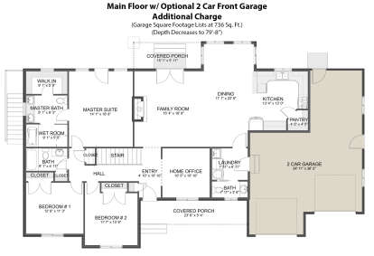 Main Floor w/ 2-Car Front Entry Garage Option for House Plan #2802-00153