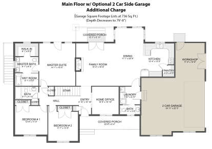 Main Floor w/ Optional 2 Car Side Garage for House Plan #2802-00153