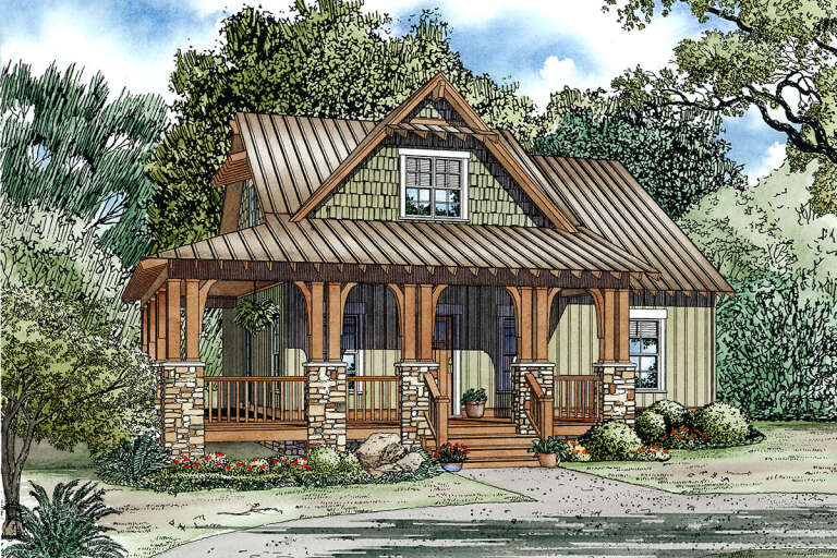 Cabin House Plan #110-01105 Elevation Photo
