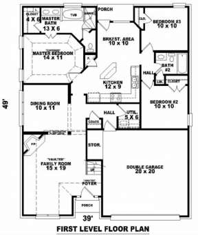 Floorplan 1 for House Plan #053-00392