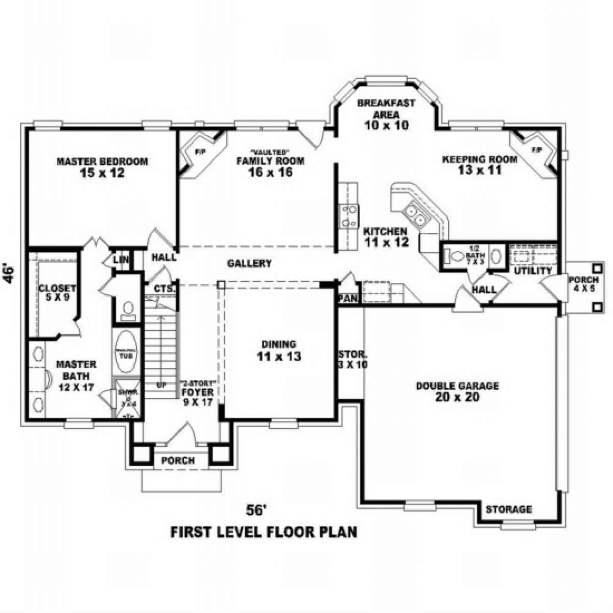 Floorplan 1 for House Plan #053-00393