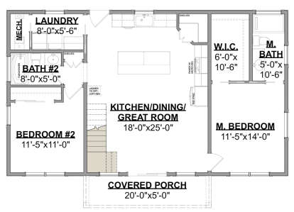 Main Floor w/ Basement Stair Location for House Plan #1462-00046