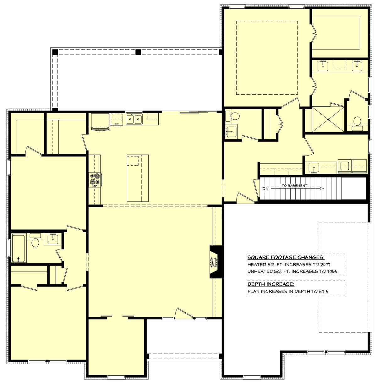 Main Floor w/ Basement Stair Location for House Plan #041-00280