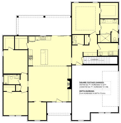 Main Floor w/ Basement Stair Location for House Plan #041-00280