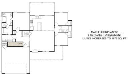 Main Floor w/ Basement Stairs Location for House Plan #4534-00078
