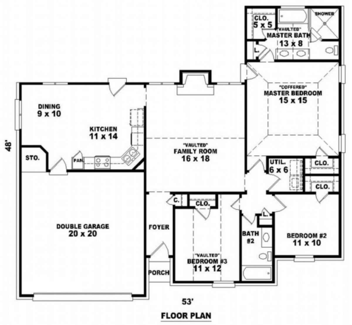 Floorplan 1 for House Plan #053-00394