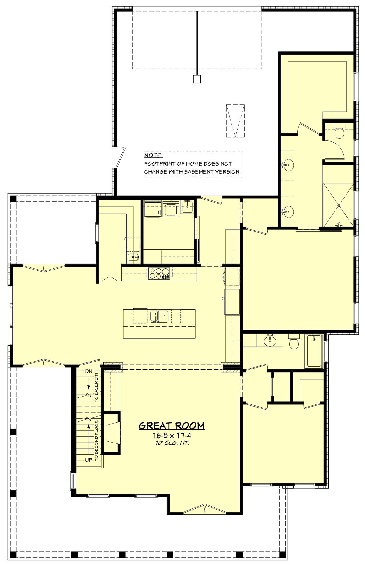 Main Floor w/ Basement Stair Location for House Plan #041-00282