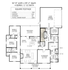 Main Floor w/ Basement Stair Location for House Plan #4534-00079