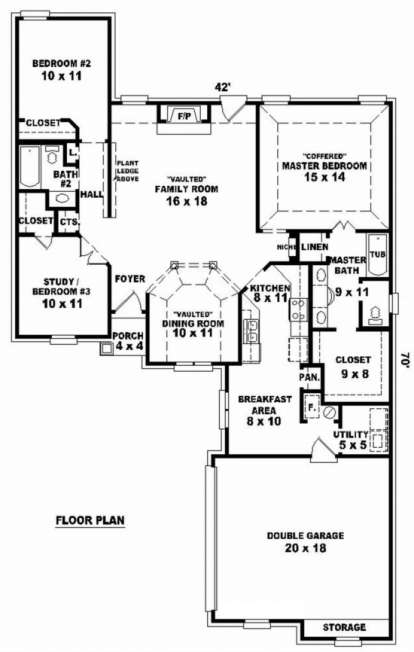 Floorplan 1 for House Plan #053-00397