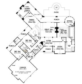 Main Floor w/ Basement Stair Location for House Plan #2865-00225