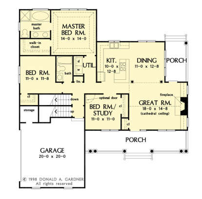 Main Floor w/ Basement Stair Location for House Plan #2865-00226