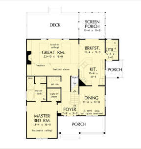 Main Floor w/ Basement Stair Location for House Plan #2865-00230