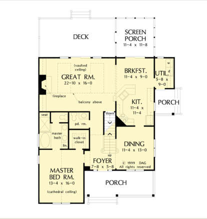 Main Floor w/ Basement Stair Location for House Plan #2865-00230