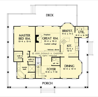 Main Floor w/ Basement Stair Location for House Plan #2865-00232