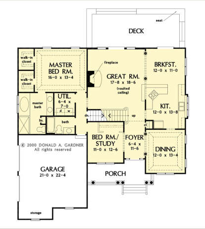 Main Floor w/ Basement Stair Location for House Plan #2865-00233