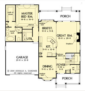 Main Floor w/ Basement Stair Location for House Plan #2865-00234