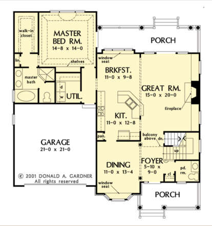 Main Floor w/ Basement Stair Location for House Plan #2865-00234