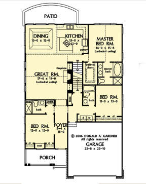 Main Floor w/ Basement Stair Location for House Plan #2865-00237