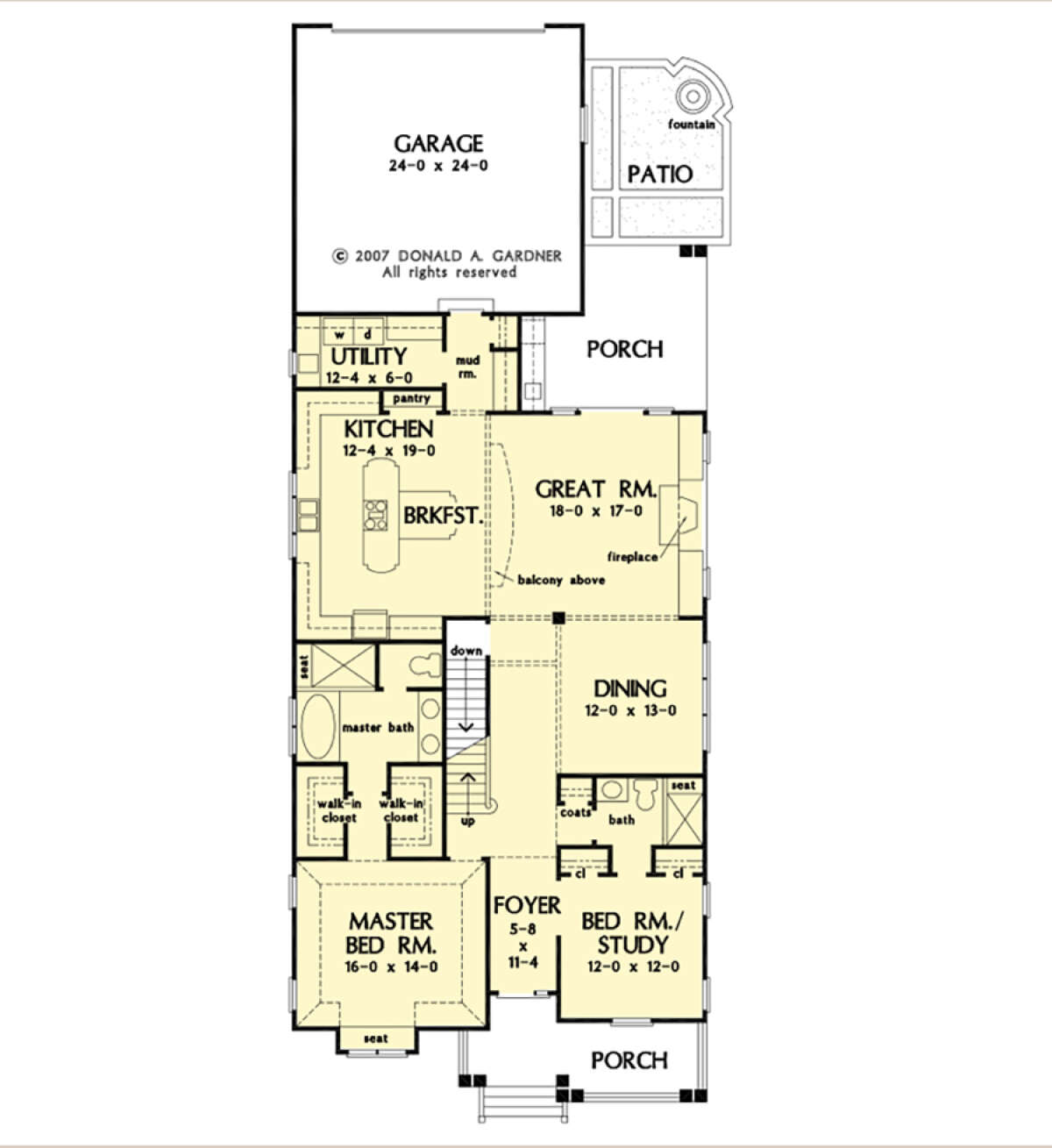Main Floor w/ Basement Stair Location for House Plan #2865-00238