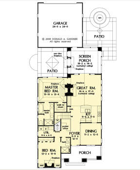 Main Floor w/ Basement Stair Location for House Plan #2865-00239