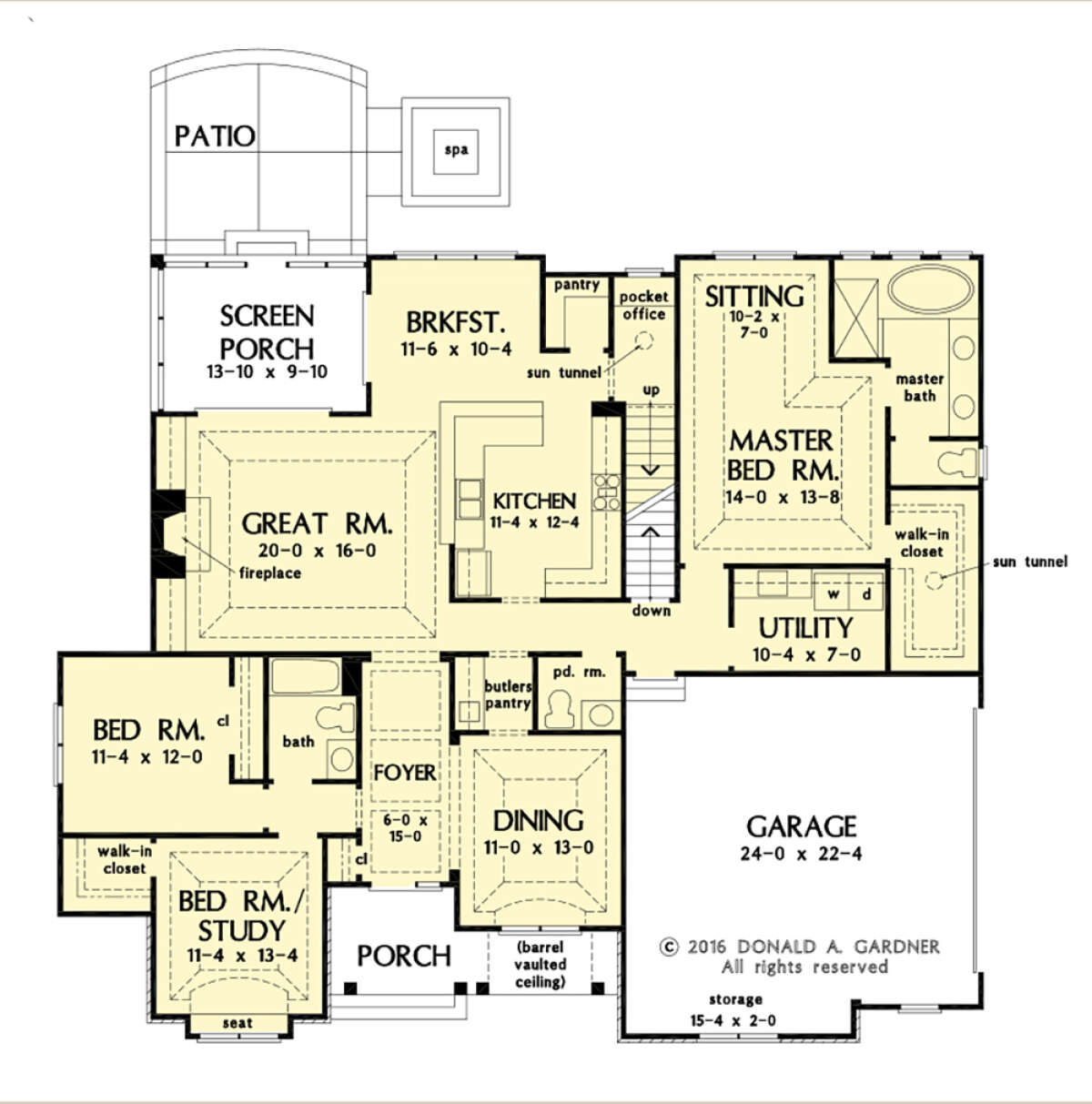 Main Floor w/ Basement Stair Location for House Plan #2865-00240