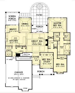Main Floor w/ Basement Stair Location for House Plan #2865-00241