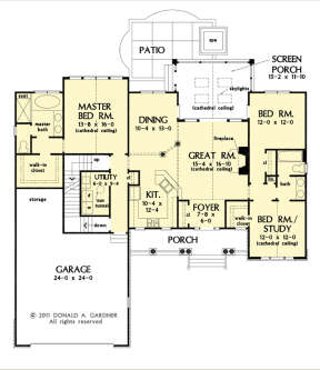 Main Floor w/ Basement Stair Location for House Plan #2865-00243