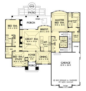 Main Floor w/ Basement Stair Location for House Plan #2865-00244