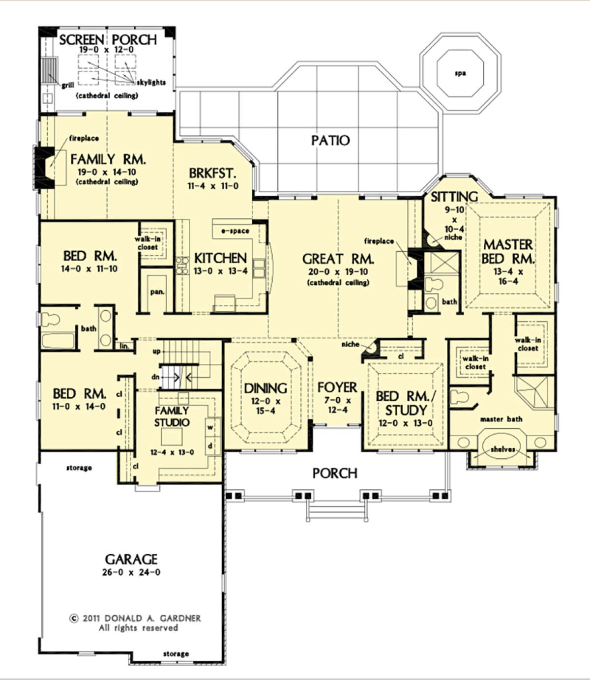 Main Floor w/ Basement Stair Location for House Plan #2865-00245