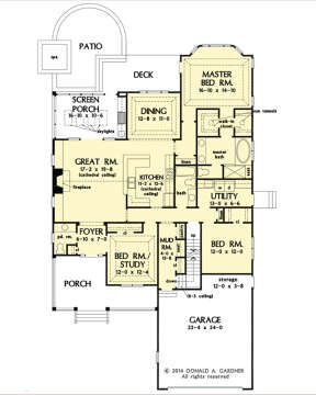 Main Floor w/ Basement Stair Location for House Plan #2865-00246