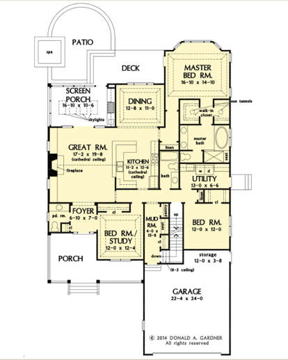 Main Floor w/ Basement Stair Location for House Plan #2865-00246