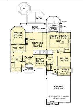 Main Floor w/ Basement Stair Location for House Plan #2865-00248