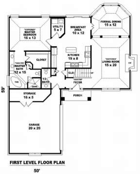 Floorplan 1 for House Plan #053-00398