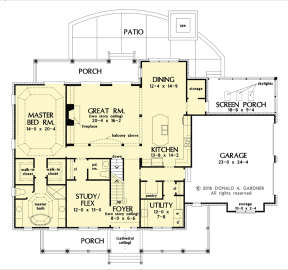 Main Floor w/ Basement Stair Location for House Plan #2865-00249