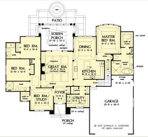Main Floor w/ Basement Stair Location for House Plan #2865-00250