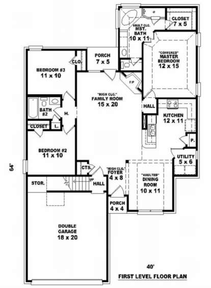 Floorplan 1 for House Plan #053-00399