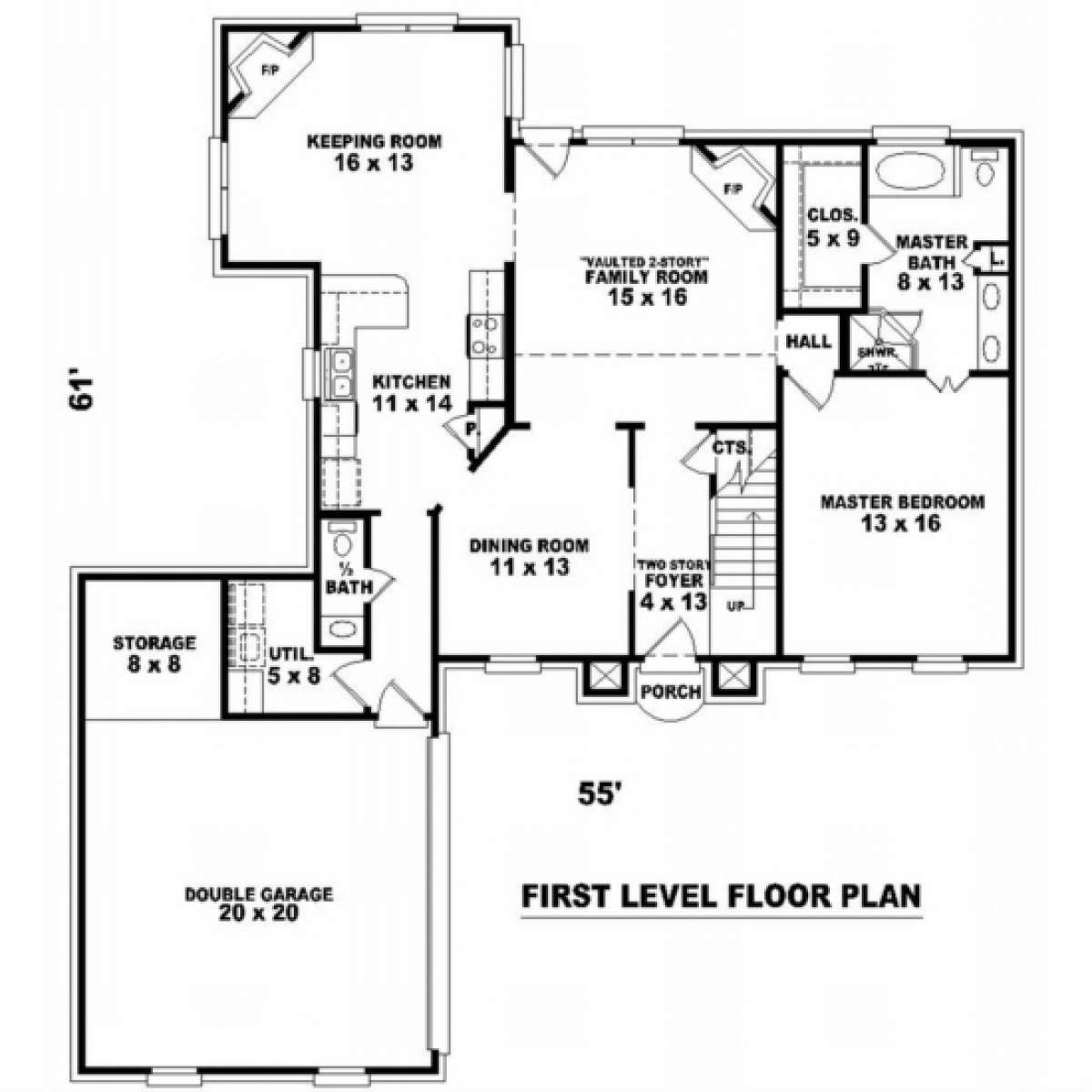 Floorplan 1 for House Plan #053-00400