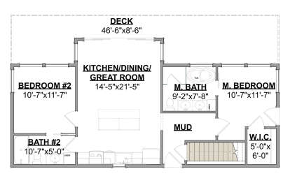 Main Floor w/ Basement Stair Location for House Plan #1462-00047