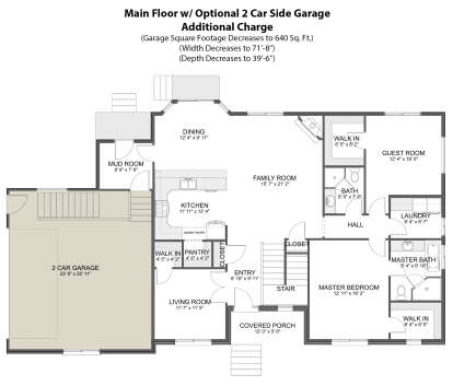 Main Floor w/ Optional 2 Car Side Garage for House Plan #2802-00164