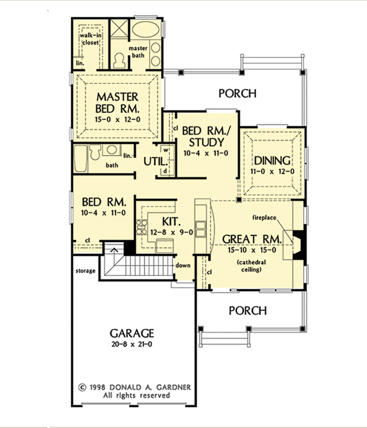 Main Floor w/ Basement Stair Location for House Plan #2865-00255
